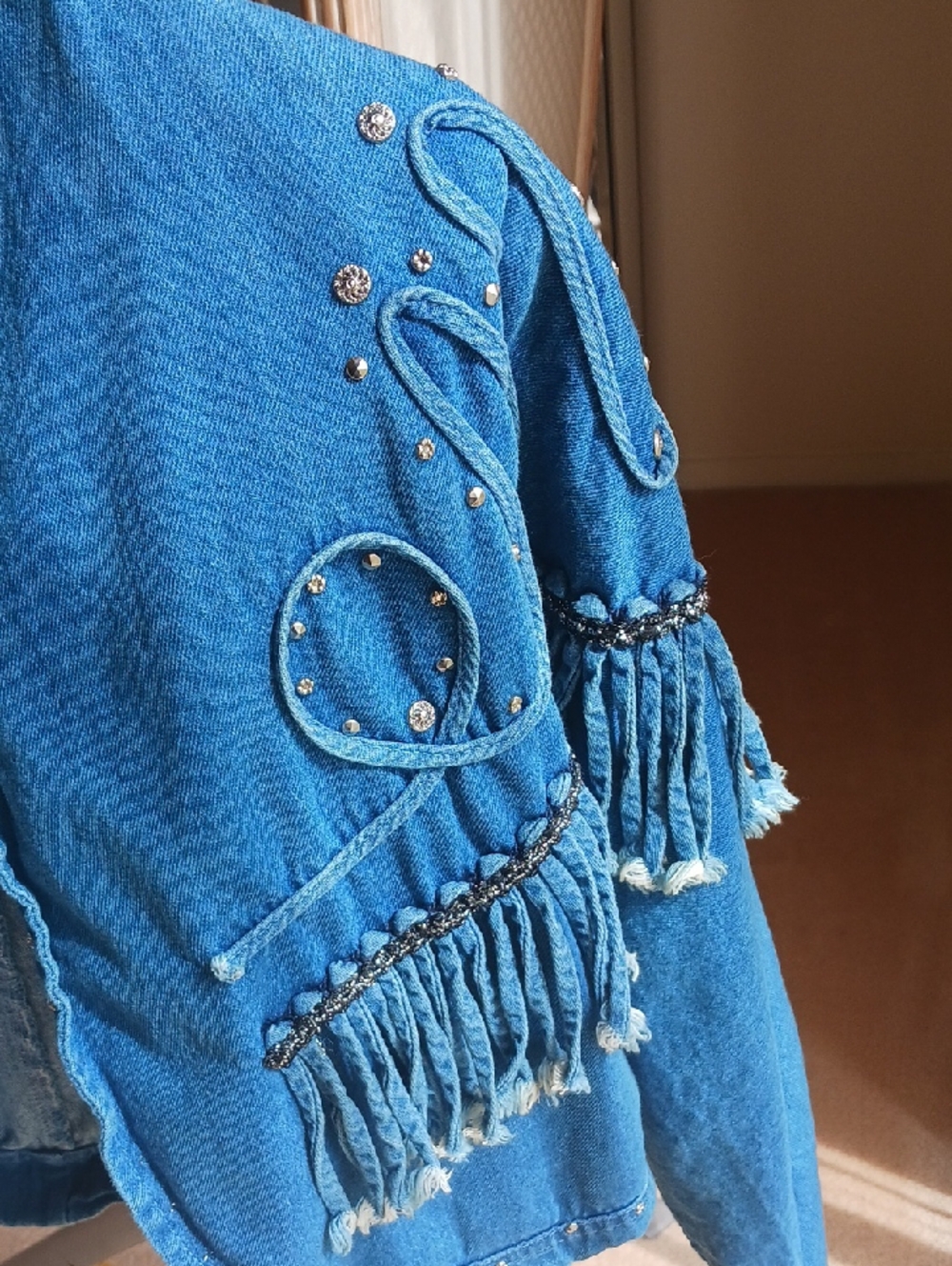 Vintage Women's Denim Jacket With metal Studs& Ropes detail-New,"Cache" - Picture 2 of 16